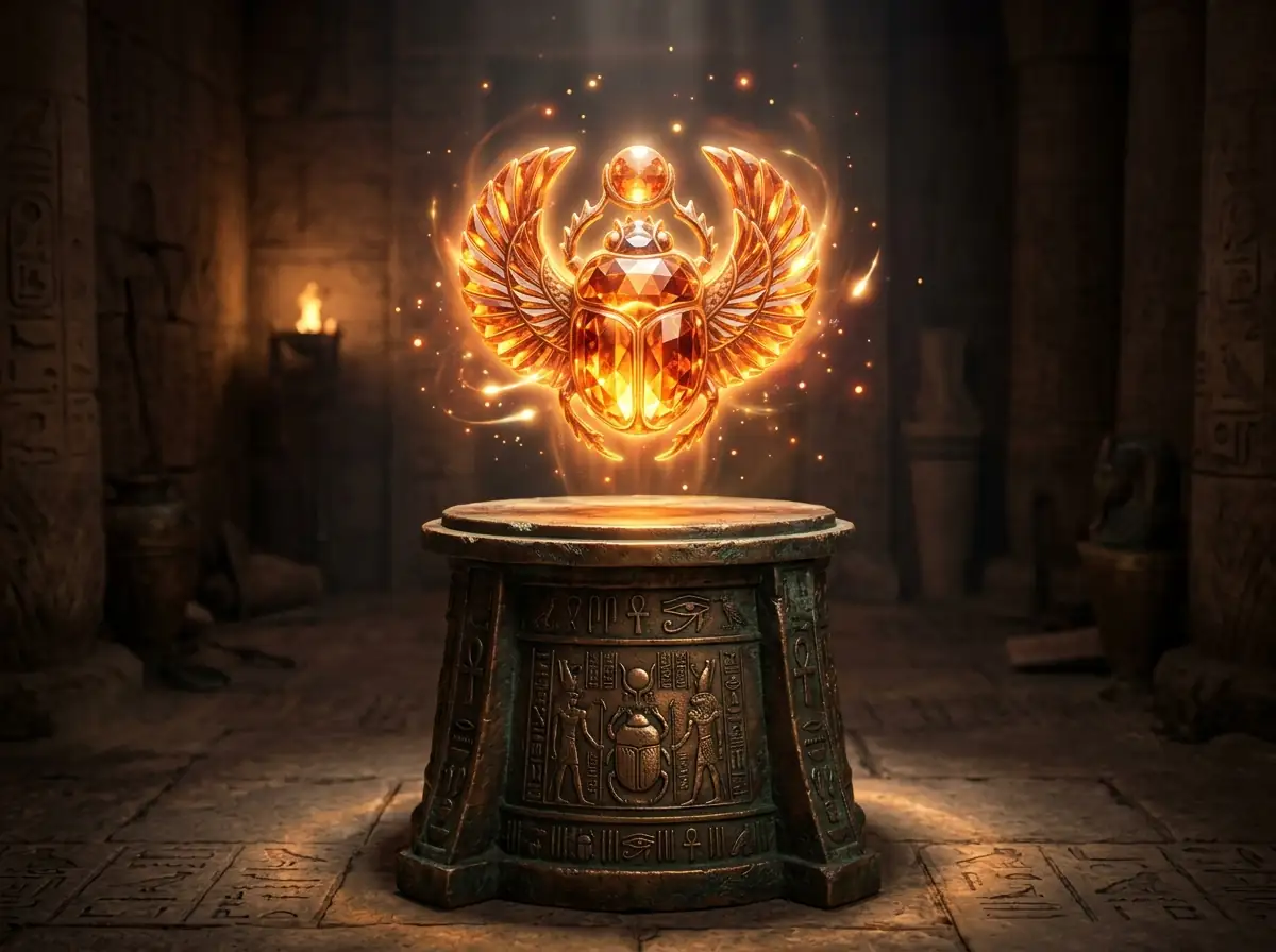 Hovering Sun-Gem on pedestal